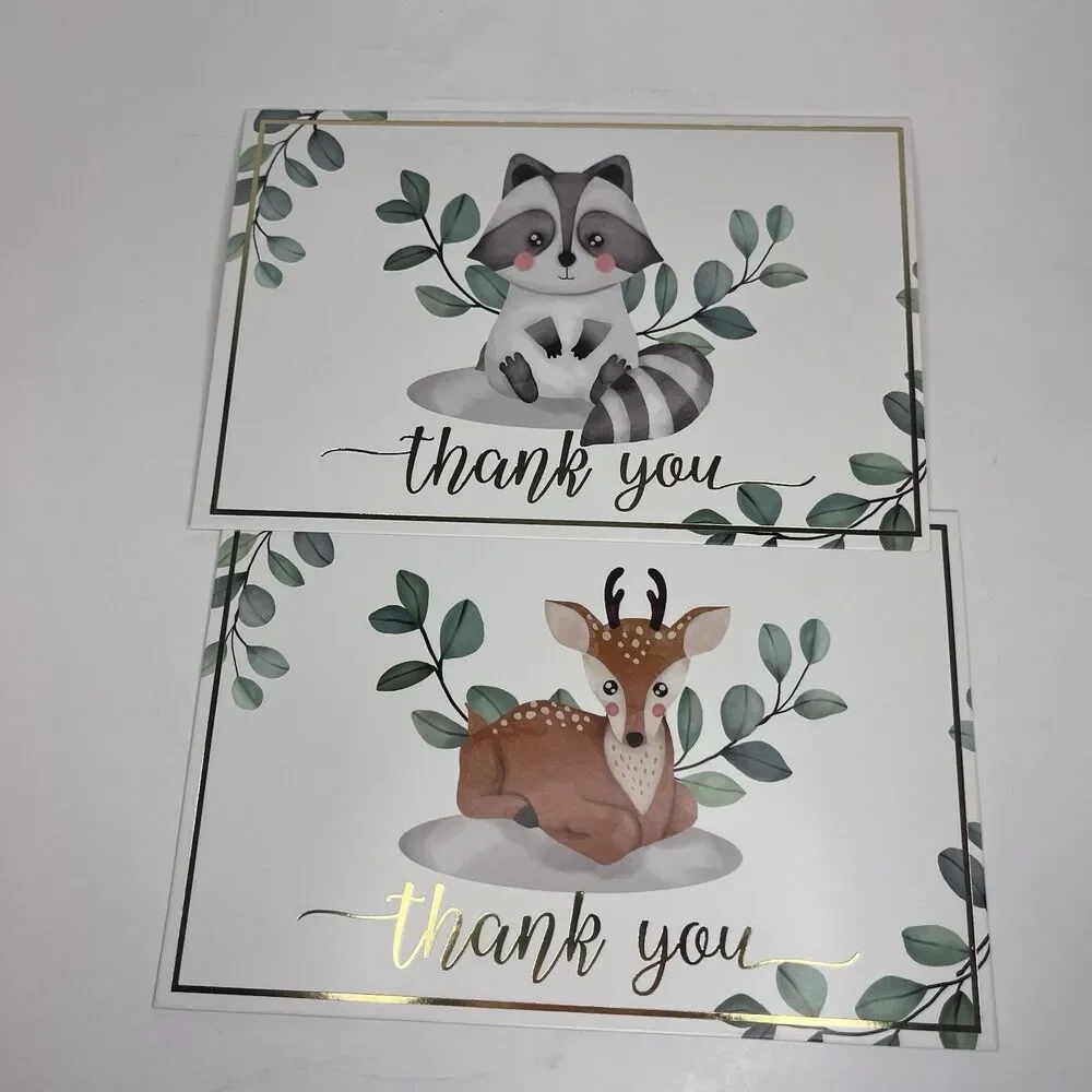 Woodland Gold Foil Thank You Cards, 6 Designs / 36 Count - New Open Box